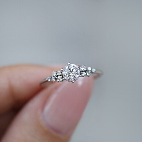 0.60 Karat Vintage Özel Tasarım Asimetri Pırlanta Tektaş Yüzük - 