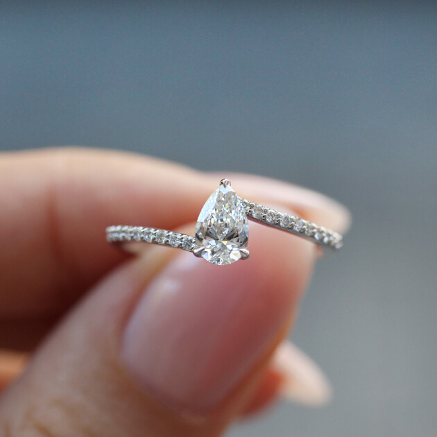 0.60 Karat Vintage Tasarım Damla Pırlanta Yüzük - 1