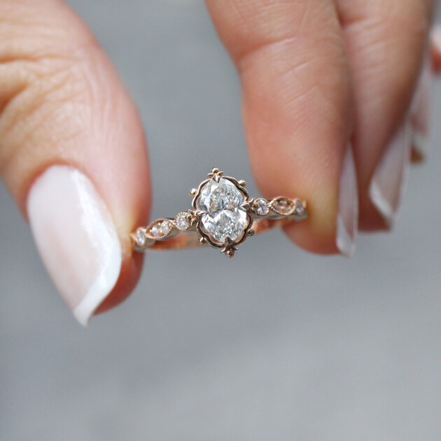 0.65 Karat G SI2 GIA Sertifikalı Vintage Tasarım Aria Pırlanta Yüzük - 1