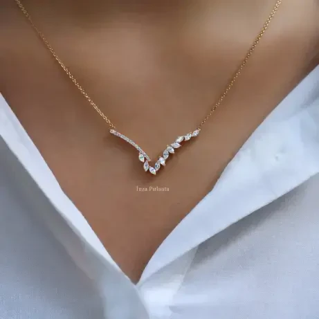 0.65 Karat Özel Tasarım Markizli Pırlanta Kolye - 1