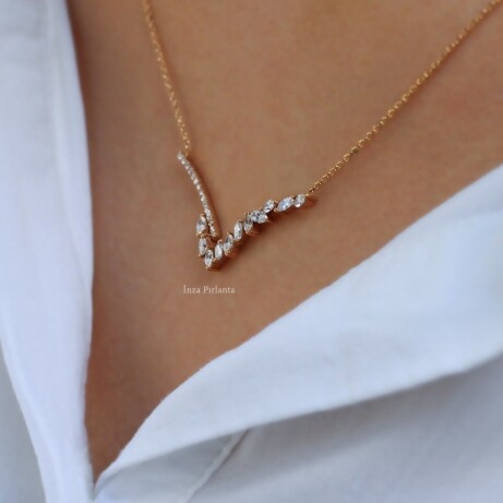 0.65 Karat Özel Tasarım Markizli Pırlanta Kolye - 2