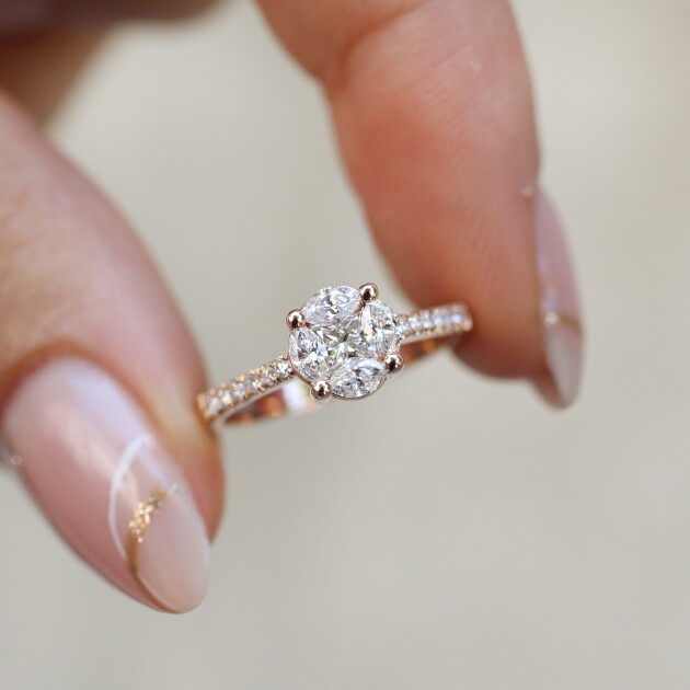 0.65 Karat Özel Tasarım Pırlanta Markiz Yüzük - 1