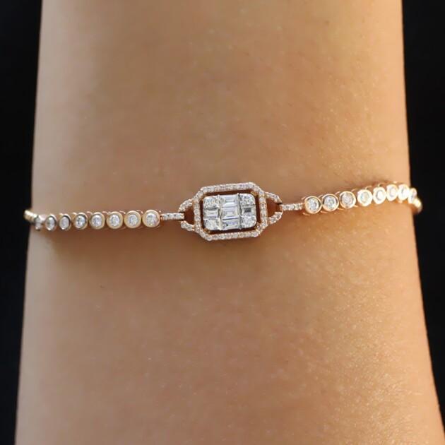 0.65 Karat Pırlanta Baget Bileklik - 2