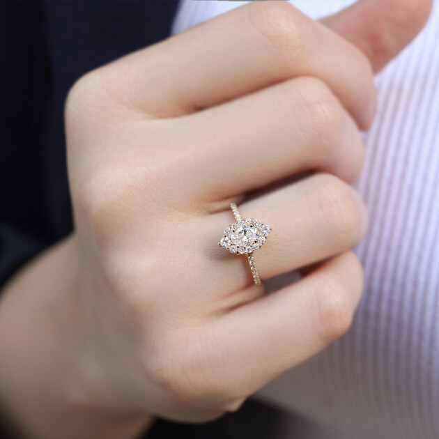 0.65 Karat Vintage Oval Lina Tasarım Pırlanta Yüzük - 2