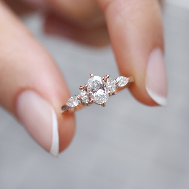 0.70 CT H SI2 HRD Sertifikalı Vintage Diana Pırlanta Yüzük - 1