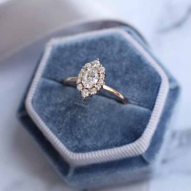 0.70 CT Vintage Oval Lina Tasarım Pırlanta Yüzük - 