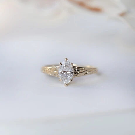 0.70 Karat HRD Sertifikalı Markiz Pırlanta El İşçiliği Mona Tektaş Yüzük - 