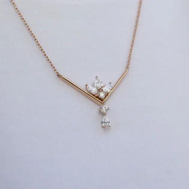 0.70 Karat Özel Tasarım Damla Pırlanta Kolye - 2