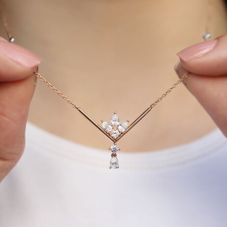 0.70 Karat Özel Tasarım Damla Pırlanta Kolye - 3