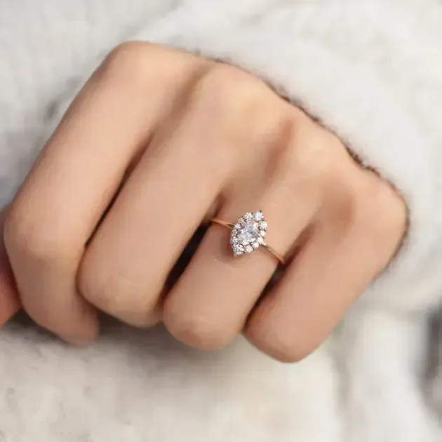 0.70 Karat Vintage Oval Lina Tasarım Pırlanta Yüzük - 2