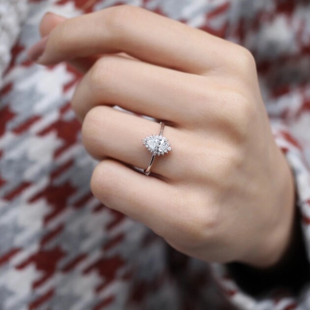 0.70 Karat Vintage Tasarım Damla Pırlanta Yüzük - 1