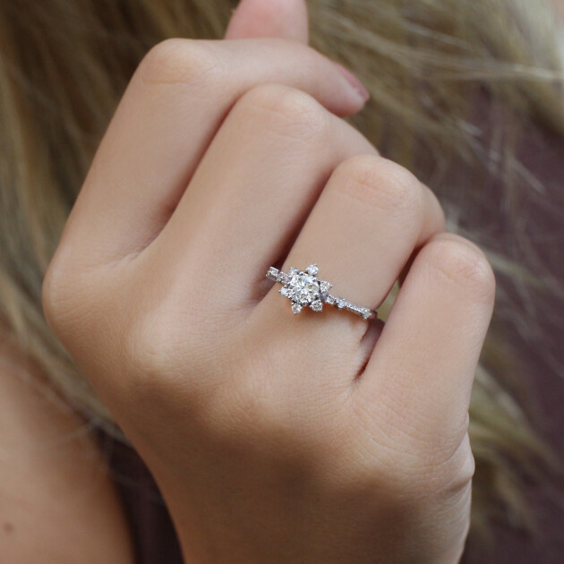 0.70 Karat Vintage Tasarım Kar Tanesi Pırlanta Yüzük - 2