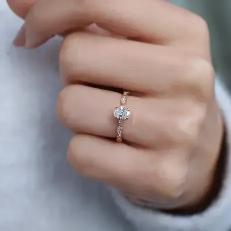 0.72 Karat Vintage Oval Pırlanta Tektaş Yüzük - 1