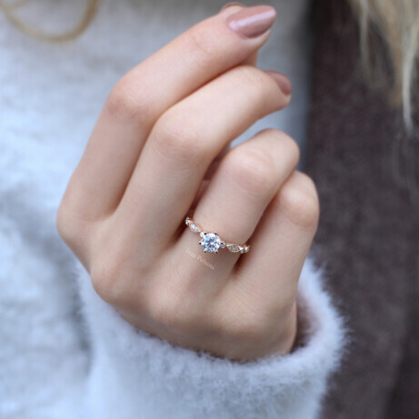 0.72 Karat Vintage Tasarım Pırlanta Tektaş Yüzük - 3