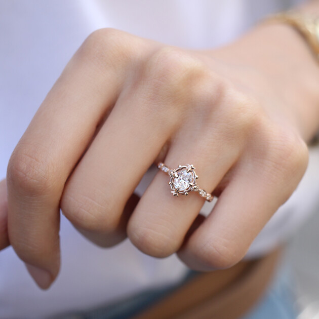 0.75 Karat D VS2 HRD Sertifikalı Vintage Tasarım Aria Pırlanta Yüzük - 2