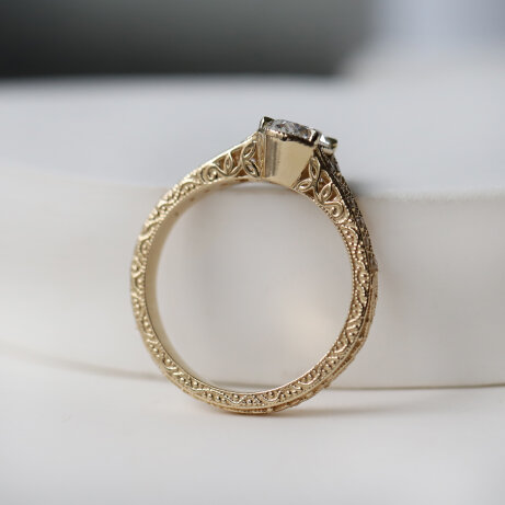 0.75 Karat F SI2 GIA Sertifikalı Tigris Tasarım Pırlanta Yüzük - 3