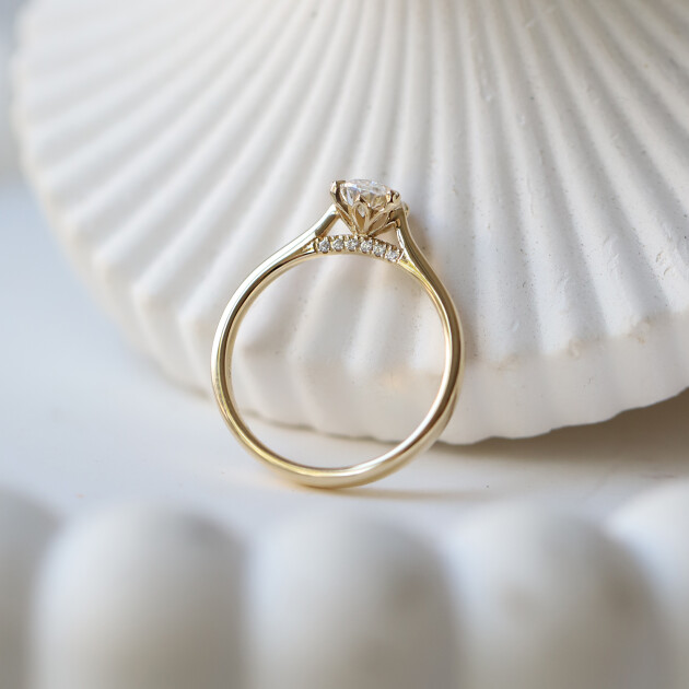 0.75 Karat F VS2 GIA Sertifikalı Lotus Pırlanta Tektaş Yüzük - 2