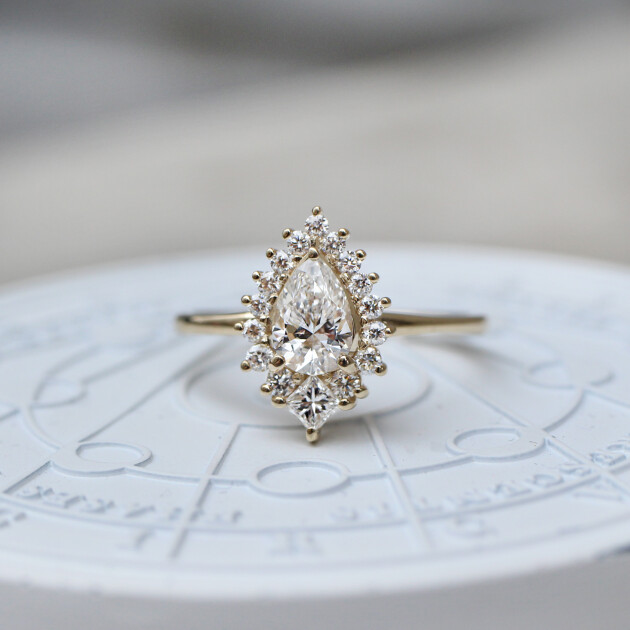 0.75 Karat Özel Tasarım Damla & Prenses Pırlanta Yüzük - 1