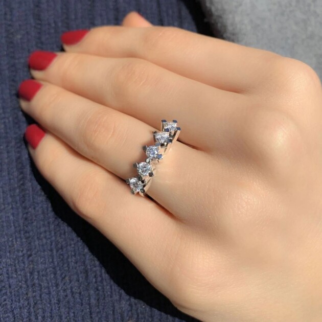 0.75 Karat Pırlanta Beştaş Yüzük - 1