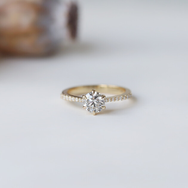 0.80 CT F SI GIA Sertifikalı Pırlanta Tektaş Yüzük - 1