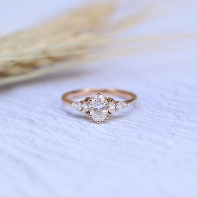 0.80 Karat Vintage Diana Oval Pırlanta Yüzük - 1