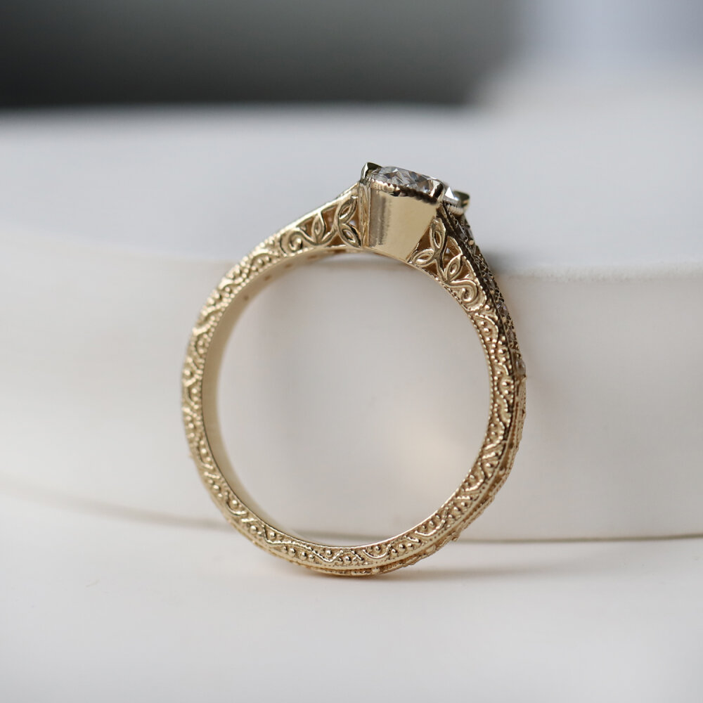 0.80 Karat F SI2 GIA Sertifikalı Tigris Tasarım Pırlanta Yüzük - 3