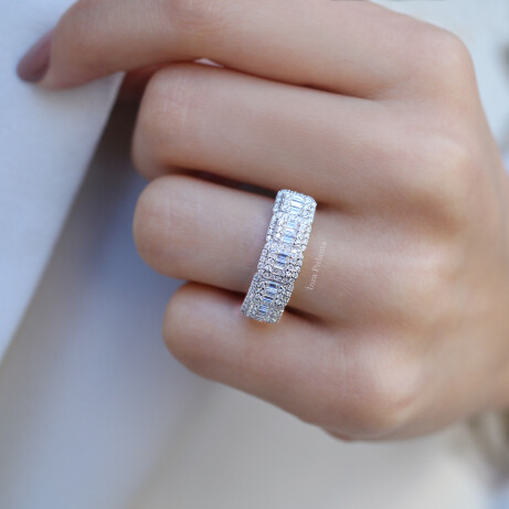 0.80 Karat Pırlanta Baget Yarım Tur Yüzük - 2