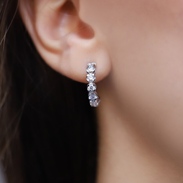 0.80 Karat Tasarım Pırlanta Küpe - 1