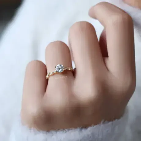 0.82 CT HRD Sertifikalı Vintage Tasarım Pırlanta Tektaş Yüzük - 1