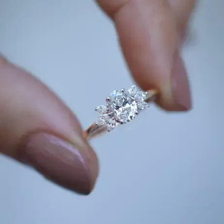 0.85 CT HRD Sertifikalı Vintage Lotus Pırlanta Yüzük - 1