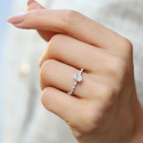 0.90 Karat F SI2 GIA Sertifikalı Vintage Elena Pırlanta Yüzük - (1)