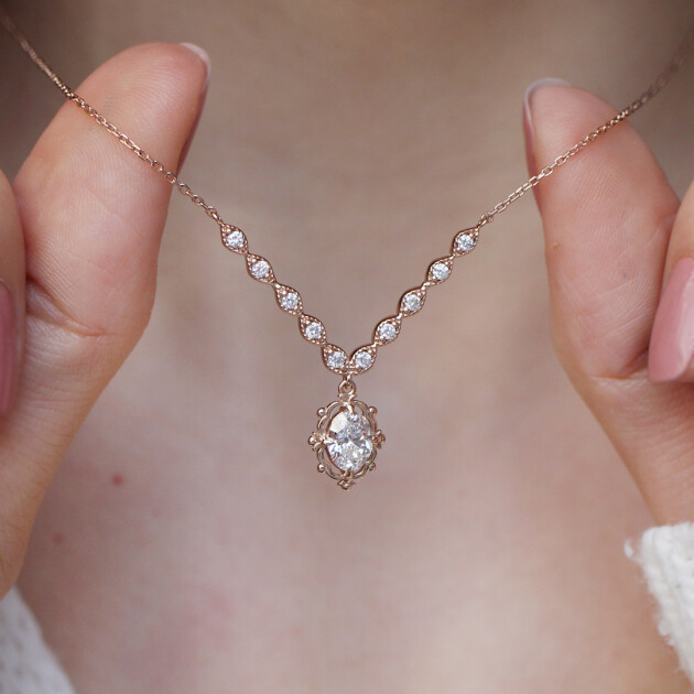 0.95 Karat Vintage Aria Tasarım Pırlanta Kolye - 2