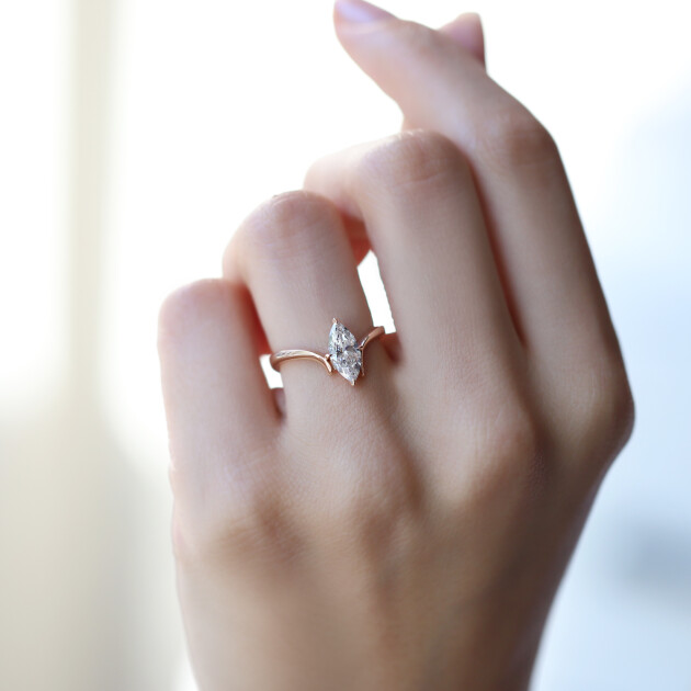 1.00 CT F SI2 GIA Sertifikalı Markiz Pırlanta Tektaş Yüzük - 2