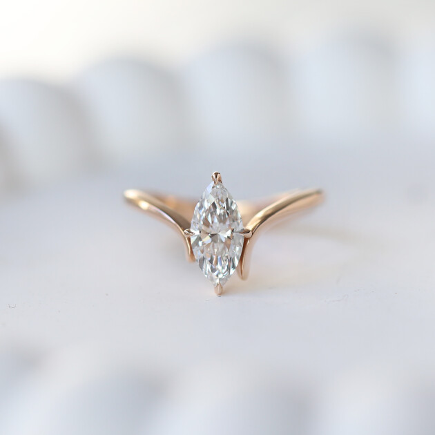 1.00 Karat F SI2 GIA Sertifikalı Markiz Pırlanta Tektaş Yüzük - 1