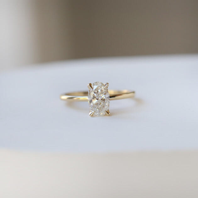 1.05 CT F SI2 GIA Sertifikalı Oval Tektaş Yüzük - 1