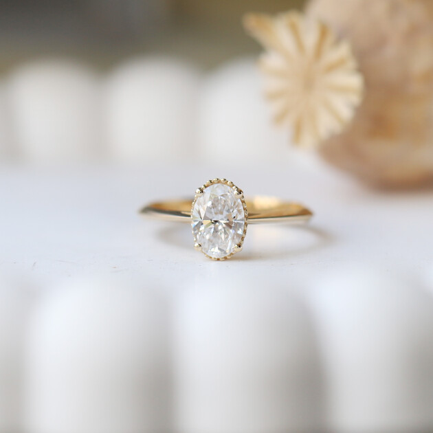 1.00 CT F SI2 GIA Sertifikalı Oval Tektaş Yüzük - 1