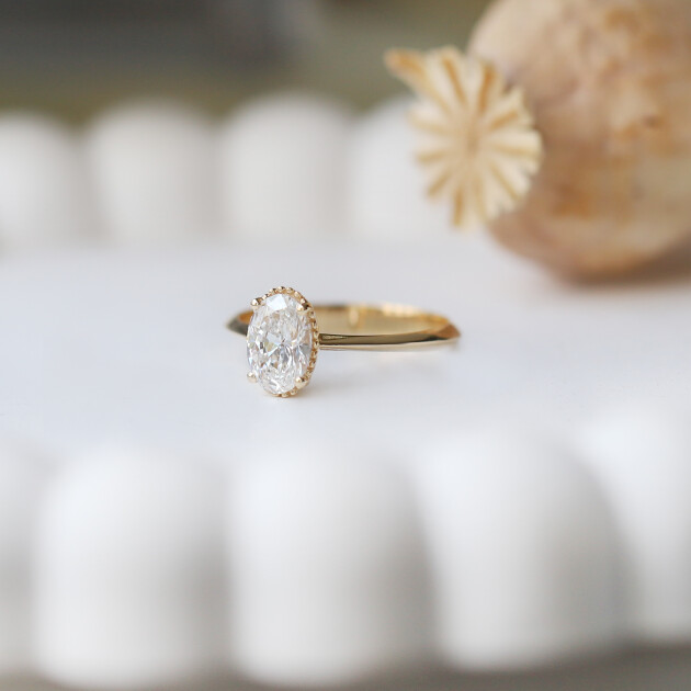 1.00 CT F SI2 GIA Sertifikalı Oval Tektaş Yüzük - 2