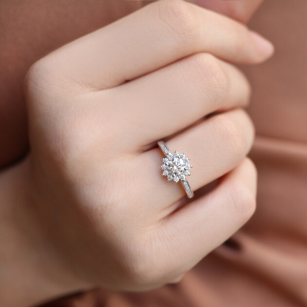 1.00 CT HRD Sertifikalı Özel Tasarım Kar Tanesi Pırlanta Yüzük - 3