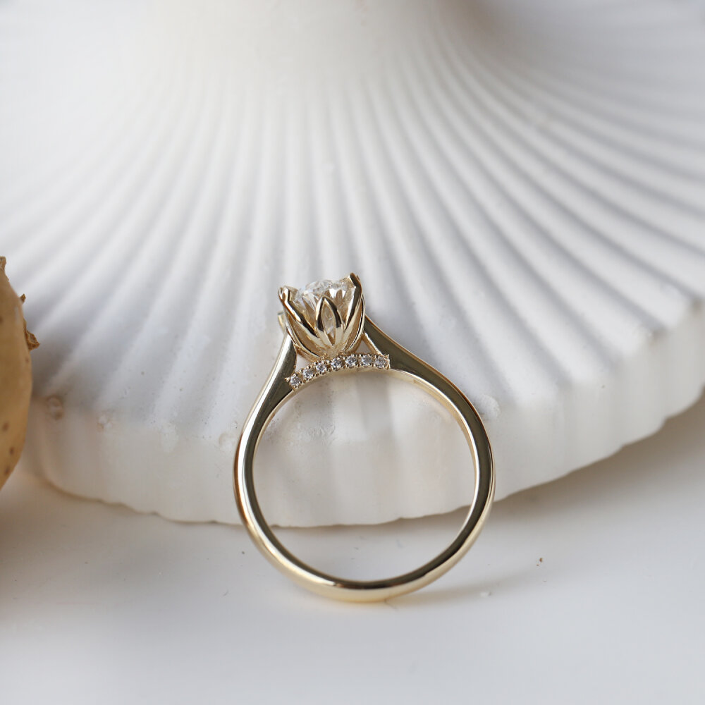 1.05 Karat F SI2 GIA Sertifikalı Lotus Pırlanta Yüzük - 2