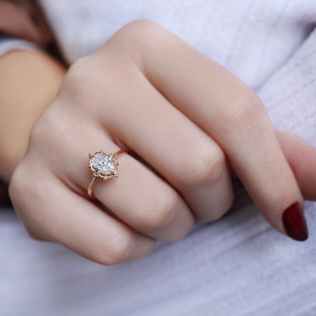 1.00 Karat F SI2 HRD Vintage Aria Tasarım Pırlanta Yüzük - 3