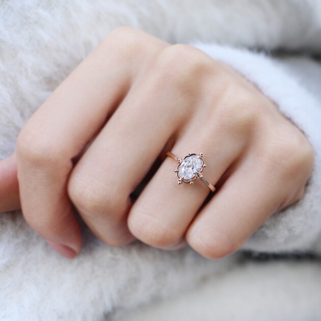 1.00 Karat F SI2 HRD Vintage Aria Tasarım Pırlanta Yüzük - 2