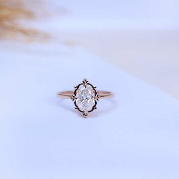 1.00 Karat F SI2 HRD Vintage Aria Tasarım Pırlanta Yüzük - 1