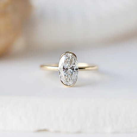 1.00 Karat F SI2 GIA Sertifikalı Oval Pırlanta Yüzük - 