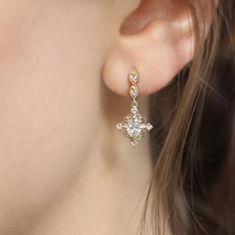 1.00 Karat Vintage Mia Tasarım Pırlanta Küpe - 