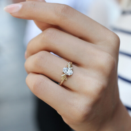 1.02 Karat F SI2 GIA Sertifikalı Vintage Dal Tasarım Pırlanta Yüzük - 2