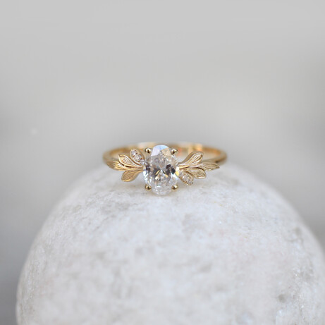 1.02 Karat Vintage Dal Tasarım Pırlanta Yüzük - 