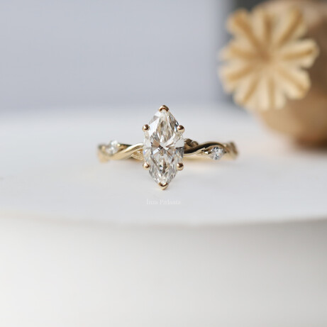 1.05 CT Özel Tasarım Markiz Pırlanta Tektaş Yüzük - 1