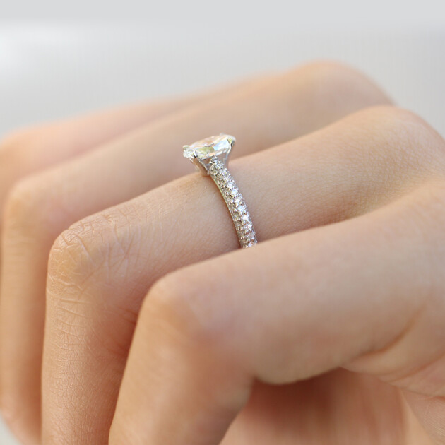 1.10 Karat F SI2 GIA Sertifikalı Özel Tasarım Oval Pırlanta Yüzük - 4