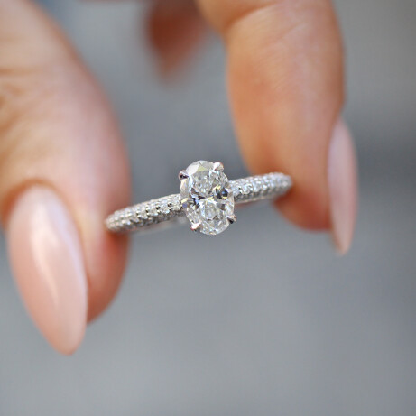 1.10 Karat F SI2 GIA Sertifikalı Özel Tasarım Oval Pırlanta Yüzük - 1