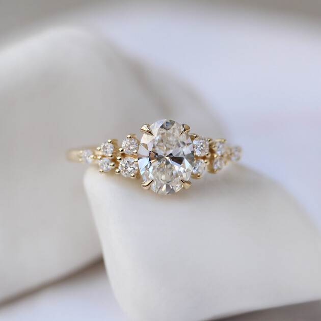 1.20 CT E SI2 GIA Sertifikalı Vintage Özel Tasarım Asimetri Pırlanta Yüzük - 1